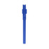 A blue pen with a clip and a smooth barrel, featuring a logo on its surface.