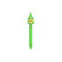 A bright green pen featuring a cute frog design as a topper, equipped with a clip and a vibrant colour scheme.