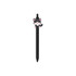 A black pen featuring a cute cat character on top. The pen has a playful design and includes a logo.