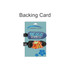 A backing card featuring two hair clips: one blue with "PEACE" and the other black with a red and yellow house design.