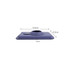 A purple PU magnetic card and AirTag holder featuring a circular cutout and stitched edges, measuring 9.5cm by 6.5cm.