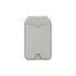 A grey PU magnetic card holder featuring a smooth finish and a slot at the top, with a mirror inside and a logo.