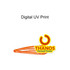 An orange hair clip with a simple design. It features a logo and digital UV print on the side.