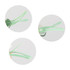 A green hair clip featuring a colourful design, shown in three circular close-up views. It has a logo visible.