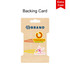 A backing card with two colourful hair clips in yellow and orange, featuring logos.