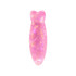 A fish-shaped hair clip in iridescent pink, featuring a glossy finish and a curved design.