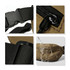 A tan large bum bag with black straps, featuring a buckle, zip, and water-resistant material.