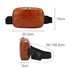 A brown polyurethane fanny pack with adjustable straps, featuring a zippered compartment and a logo.