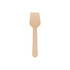 A small disposable birch fork in a light wooden colour, part of a pack of 100 utensils.