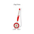 A red and white fixed signature pen with a base for stability, featuring a logo.