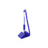 A blue pen with a spiral coil attached, positioned in a triangular base on a white background.