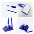 A blue fixed signature pen with a triangular stand and a white adhesive pad. Includes a retractable pen tip.