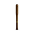 A brown baseball bat-shaped pen with a gold band near the base and a logo on its surface.