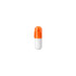 A capsule-shaped highlighter set in orange and white, featuring a logo on the surface.