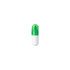 A green and white capsule-shaped highlighter with a clear cap and a smooth body. It features a branding logo.