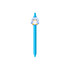 A blue PVC pen featuring a cute penguin character on the top and a logo.