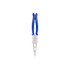 A plier-shaped blue ballpoint pen with a silver metal tip, featuring a branding logo.