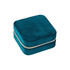 A velvet jewellery organiser in a rich teal colour, featuring a zip closure and a soft texture.