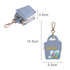 A mini PU leather jewellery box in light blue with a gold clip and floral design, featuring a logo.