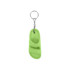 A green slide sandal keyring pendant with a metal keyring attachment.