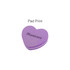 Heart-shaped purple nail files stacked together, featuring a smooth texture and a branding logo.