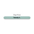 A double-sided polished nail file in a mint green colour with a logo printed on one side.