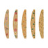 A set of five bamboo nail files featuring various floral designs and earthy tones. Each file has a unique pattern.