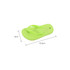 A bright green thong-shaped clog shoe charm, measuring 8.2 cm by 4 cm, with a hole for attachment.