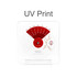 Acrylic desk calendar with a red and white design, featuring dates and decorative elements for the year 2026.
