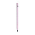 A pink pencil with a sleek design and a metallic trim at the top. It features a logo on the body.