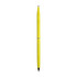 A double-ended pencil and ballpoint pen in bright yellow with a silver band, featuring a logo.