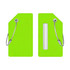 A bright green soft silicone luggage tag with a clear window for identification and metal attachment loop.
