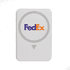 A wireless charging power bank in white with a circular design and a logo.