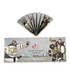 A cardboard clapper featuring a fan design in grey, with images of hockey players and a logo.