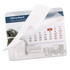 A clear mouse mat featuring a calendar design with a car image, predominantly in grey and white tones.