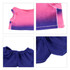 A plush doll outfit featuring a pink ombre top and a navy blue skirt, with elastic waistband details.