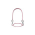 A drink bottle strap in soft pink silicone with metallic clips on each end, featuring a textured handle design.