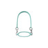 A drink bottle silicone cup carry strap in a light blue colour with silver clips on each end.