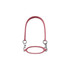 A drink bottle carry strap in a soft pink silicone with metal clips for attachment. It features a textured grip.