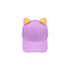A purple baseball hat with cute yellow animal ears. The hat features a logo on the front.