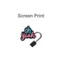 A custom-shaped straw cover in black featuring the phrase "oh yeah" in pink and blue, attached with a hook.