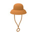 A bucket hat silicone straw cover in ochre colour, featuring a looped strap for attachment.