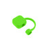 A drink bottle accessory featuring a bright green square silicone straw cover with a loop attachment.
