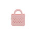 A pink Mini EVA Holes Bag Clip with a textured surface and a handbag design, featuring cut-out holes and a handle.