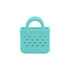 A mini turquoise EVA bag charm featuring a textured surface and handle with holes for attachment.