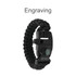 A black 3-in-1 emergency survival bracelet featuring a whistle and compass, with a sturdy woven design.