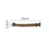 A tan paracord bracelet with a black clip, measuring 25cm in length and 3.3cm in width, featuring a whistle.