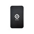 A black power bank with a compass logo on the front and a smooth matte finish.
