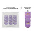 Three pairs of purple socks packaged in a biodegradable bag, featuring an optional custom header card.