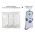 Woven work socks featuring a towel bottom with a blue and white floral design in biodegradable packaging.